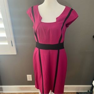 Tahari sheath dress hot pink